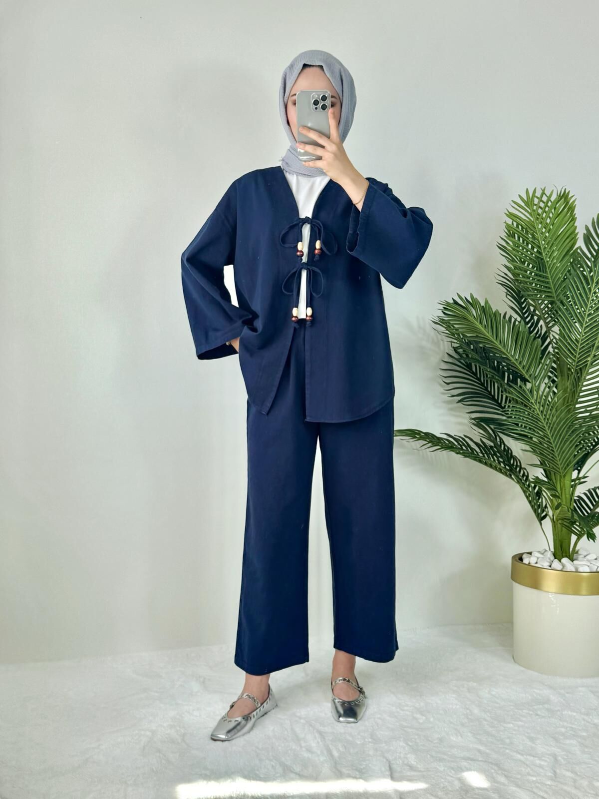 BAĞLAMA DETAYLI KİMONO TAKIM