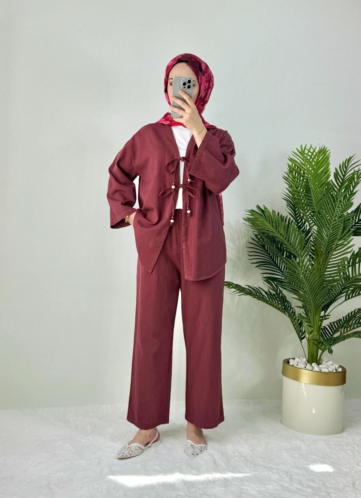 BAĞLAMA DETAYLI KİMONO TAKIM