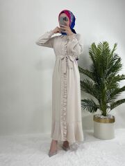 FIRFIR DETAYLI BAĞLAMALI ELBİSE