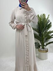 FIRFIR DETAYLI BAĞLAMALI ELBİSE