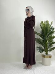 FIRFIR DETAYLI BAĞLAMALI ELBİSE