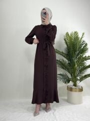 FIRFIR DETAYLI BAĞLAMALI ELBİSE