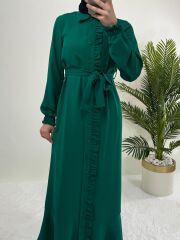 FIRFIR DETAYLI BAĞLAMALI ELBİSE