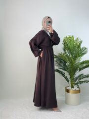 BELİ LASTİKLİ MÜSLİN ELBİSE