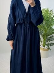 BELİ LASTİKLİ MÜSLİN ELBİSE