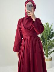 KUŞAKLI KOTON ELBİSE