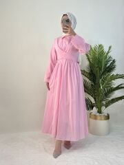 KUŞAKLI KOTON ELBİSE