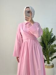 KUŞAKLI KOTON ELBİSE