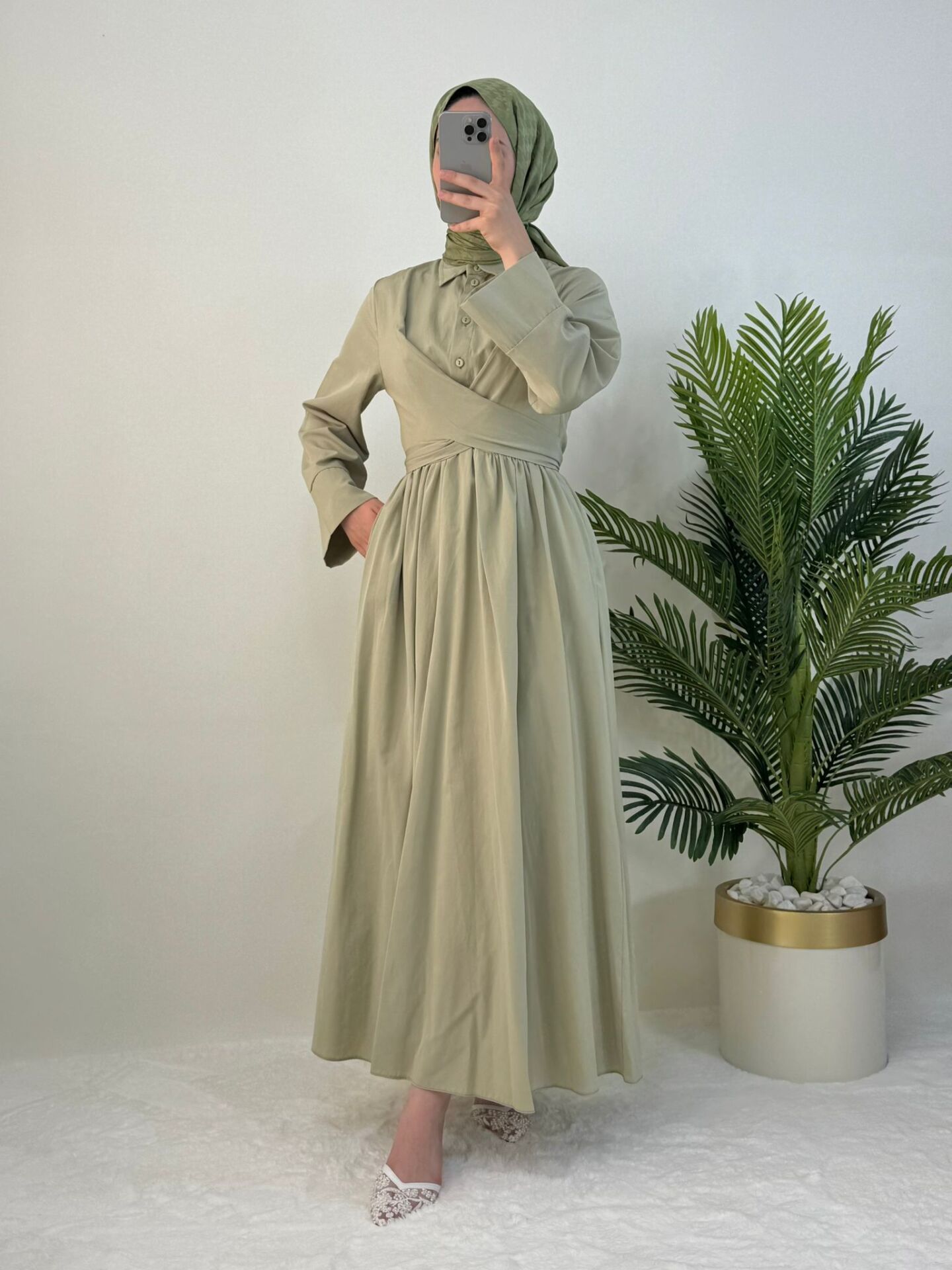 KUŞAKLI KOTON ELBİSE