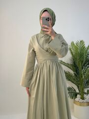 KUŞAKLI KOTON ELBİSE