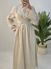 KUŞAKLI KOTON ELBİSE